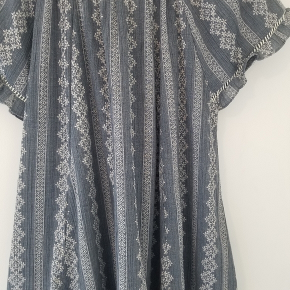 Easel BOHO Blue & White Flowy Tunic Dress Size Medium - Picture 4 of 9